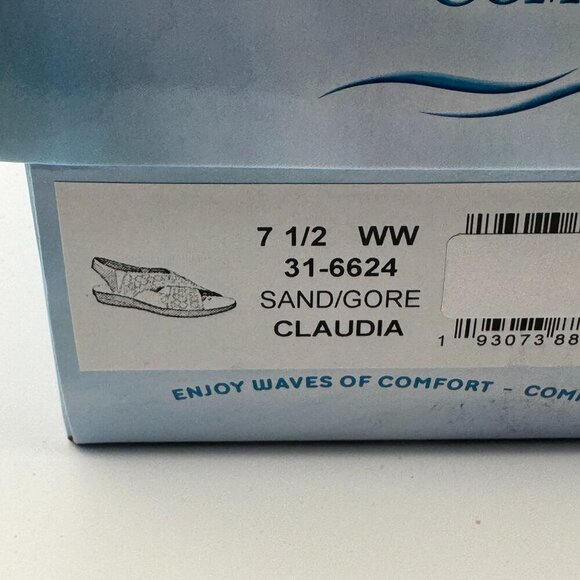 Comfort Wave Womens Claudia Sand Tan Espadrille Strap Sandals Laser Cut 7.5 WW - Picture 8 of 8